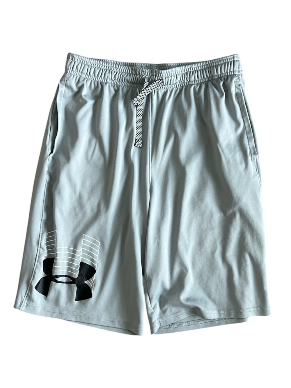 Under Armour Light Gray Athletic Drawstring Shorts with Logo Youth XL GUC